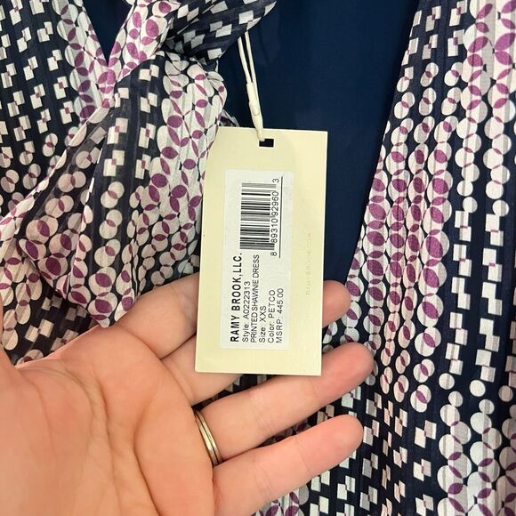 NWT Ramy Brook Printed Shawnie Ruffle Mini Dress XXS Petunia Combo Purple Blue - Picture 6 of 13